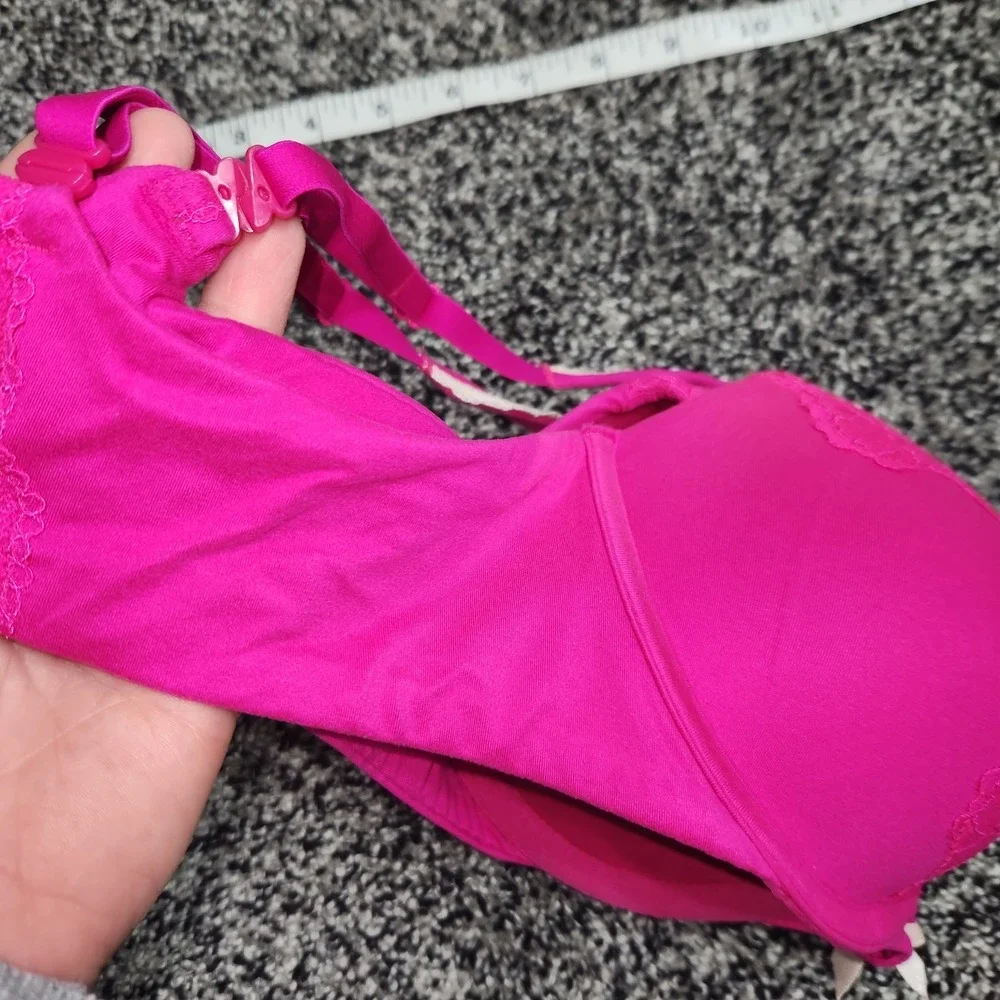 victorias secret body by victoria Padded Push Up bra Hot Pink Lace Women's 34B